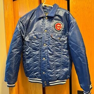 NWT STARTER Blue Varsity Bomber Jacket with Chicago Cubs Logo